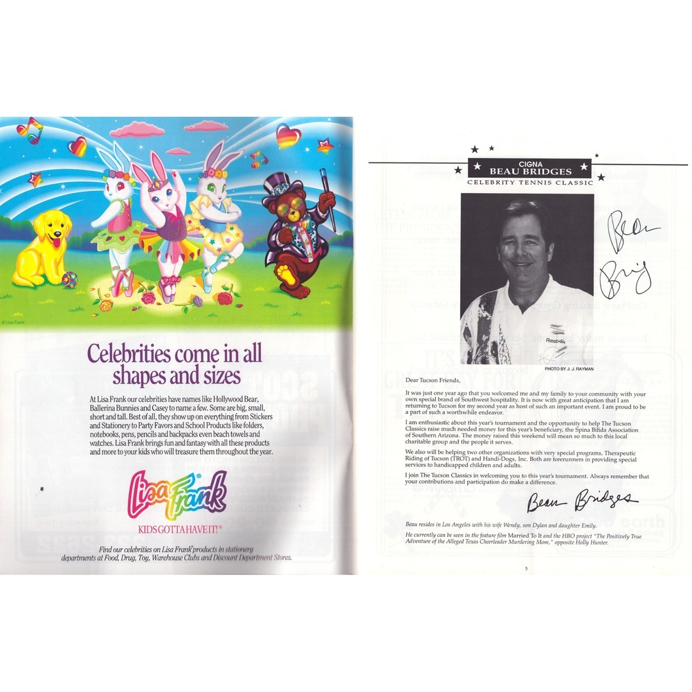 1993 Tennis Classic Program SIGNED x21 Rick Springfield Alan Thicke Beau Bridges - Picture 4 of 10